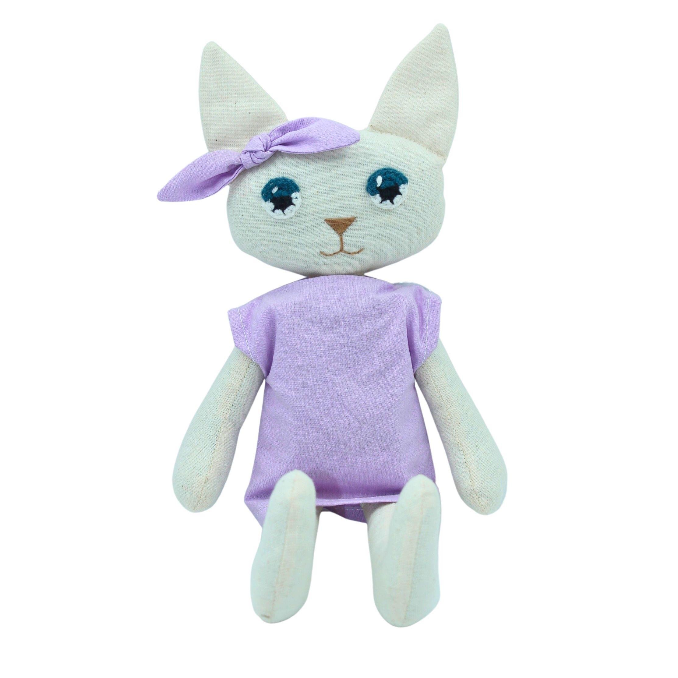 Mor Elbiseli Kedi Bez Oyuncak