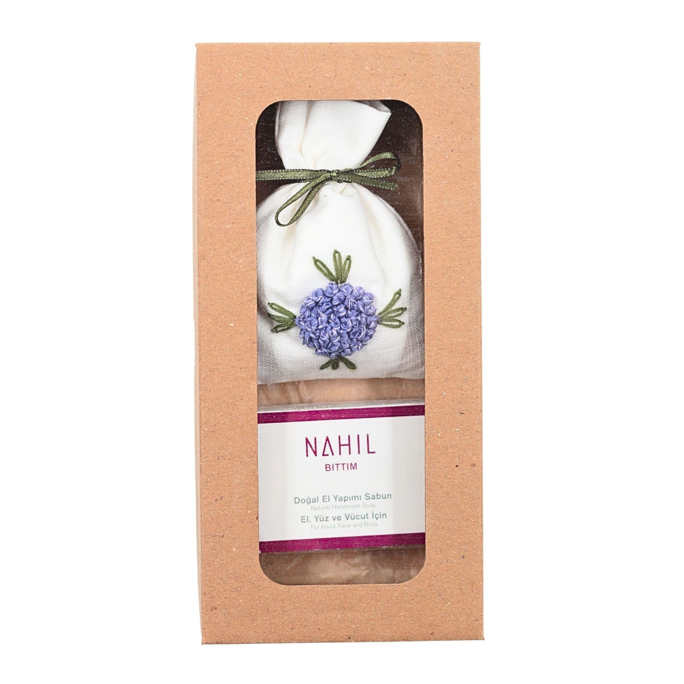 Mor Top İşli Lavanta Kesesi ve Sabun Set