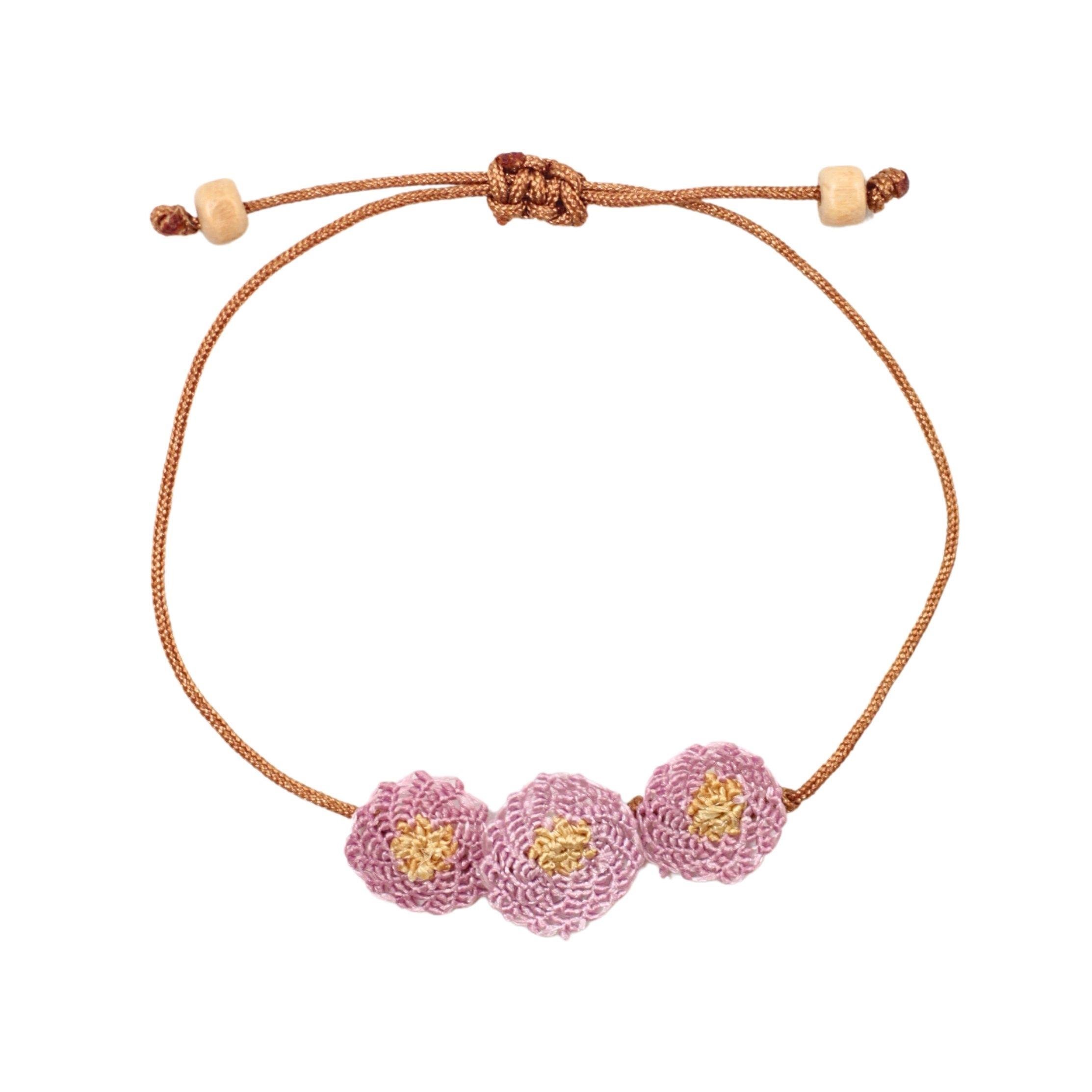 Pembe Üçlü İğne Oyası Bileklik