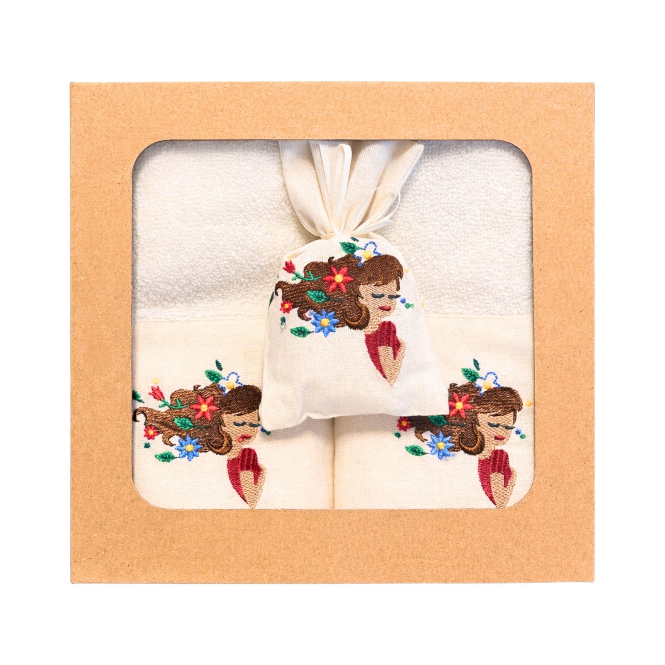 Saçları Çiçek Kadın Desenli Havlu Seti