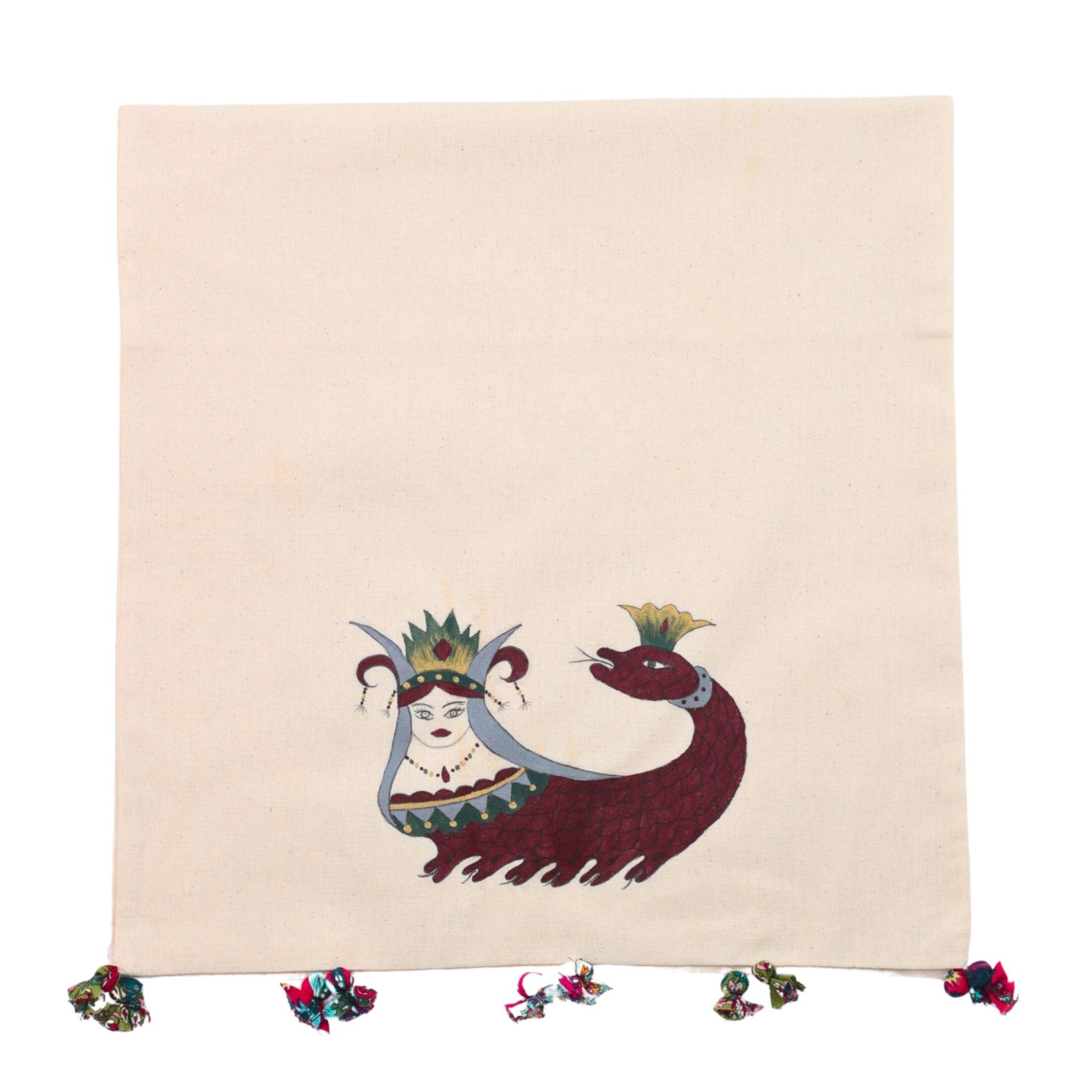 Şahmeran Motifli El Boyama Runner