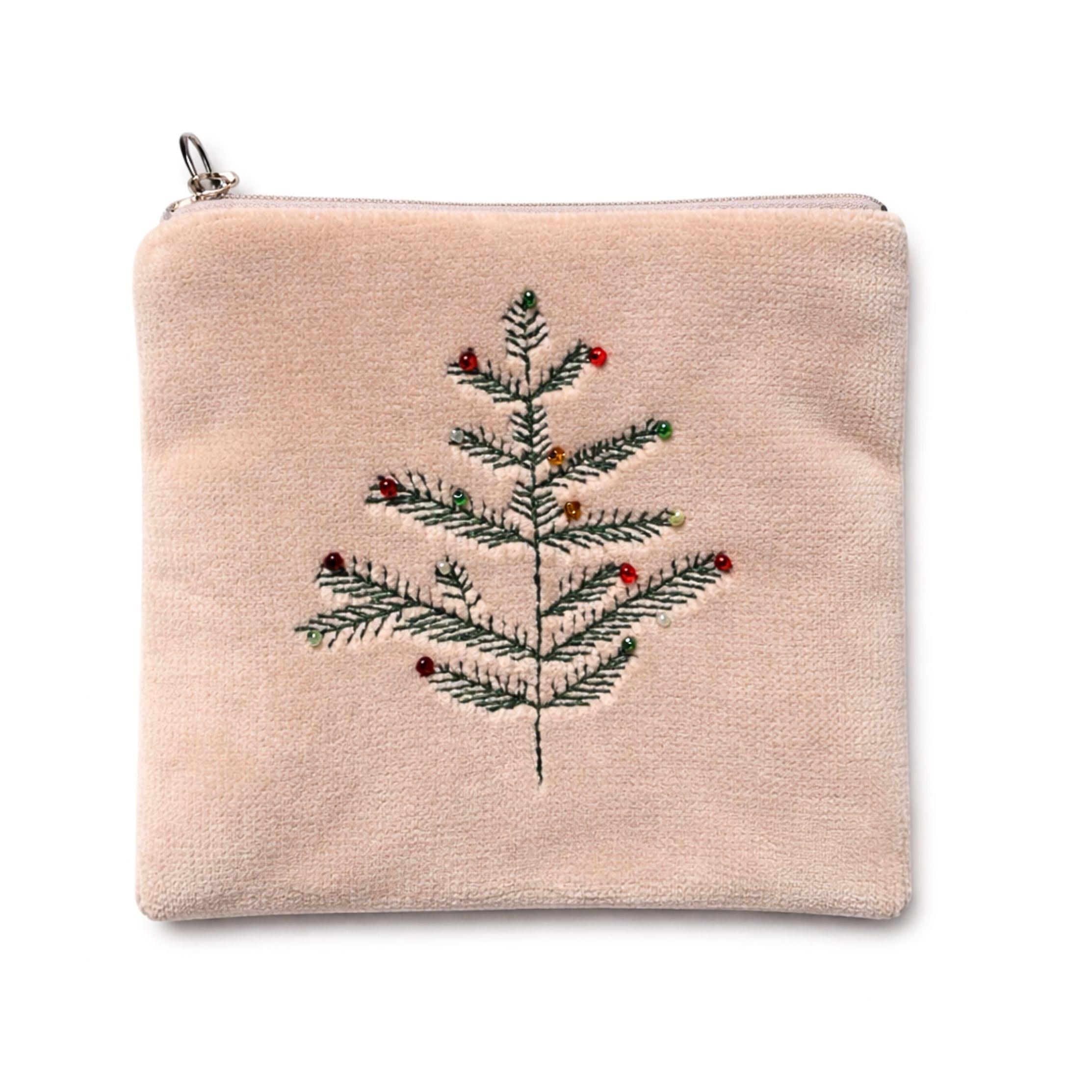 Yılbaşı Ağacı Nakışlı Mini Cüzdan