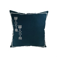 Mavi Kilim Desenli Çerçeveli Dokuma Yastık Kılıfı