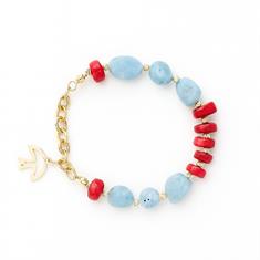 Aquamarin İle Mercan Taşlı Bileklik