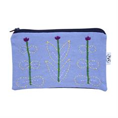 Çiçek Nakışlı Eflatun Cüzdan