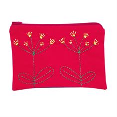 Çiçek Nakışlı Kırmızı Cüzdan