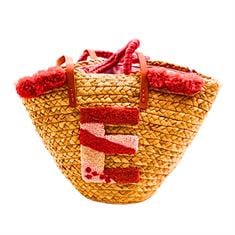 E Harfi Desenli Hasır Çanta