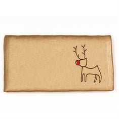 Geyikli Dikdörtgen Seramik Sunum Tabağı