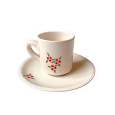 Kahve Fincanı Kırmızı Çiçekli