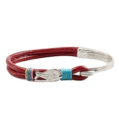 Balıklı Kırmızı Deri Bileklik
