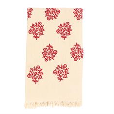 Kırmızı Yazma Desenli Bürümcük Dokuma Peştemal