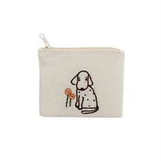 Köpek İşlemeli Bez Cüzdan