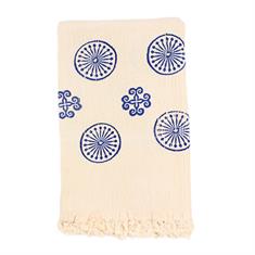 Mavi Geleneksel Desen Bürümcük Dokuma Peştemal