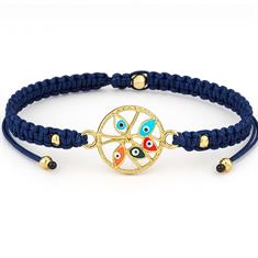 Mavi Makrome Nazar Yapraklı Bileklik