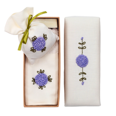 Mor Top İşli Dikdörtgen Havlu Seti