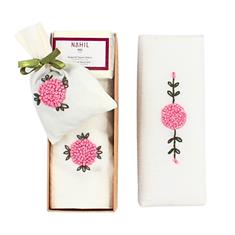 Pembe Top İşli Dikdörtgen Havlu Seti