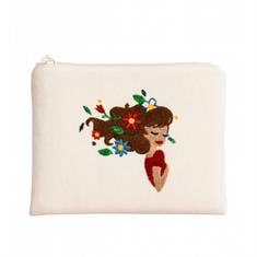Saçları Nakışlı Çiçekli Cüzdan 10x14