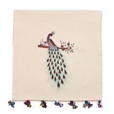 Tavus Kuşu Motifli El Boyama Runner