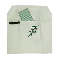 Zeytin Desenli Mutfak Önlüğü Seti