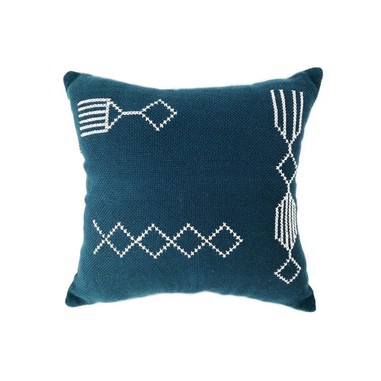 Mavi Kilim Desenli Dokuma Yastık Kılıfı