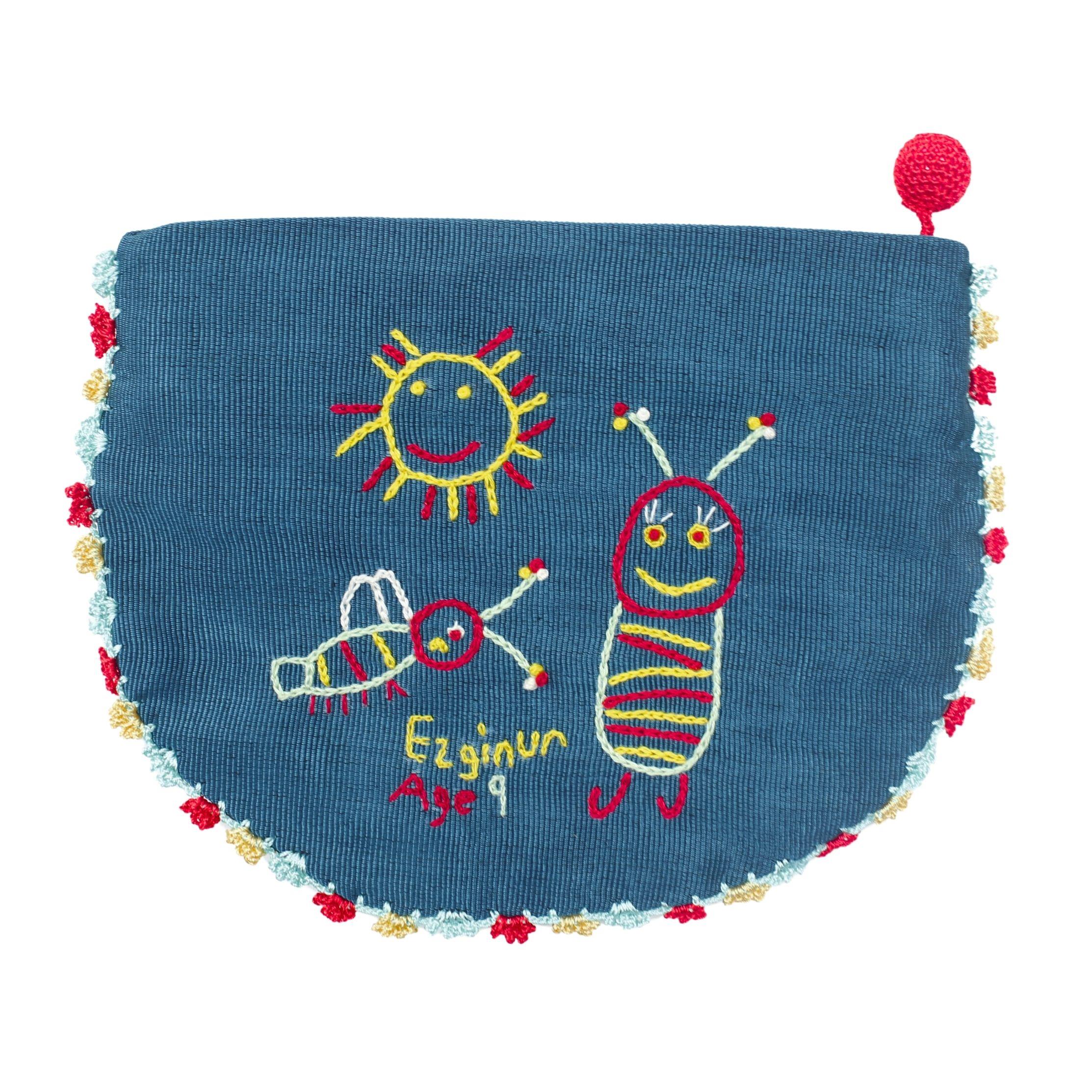 Arı İşlemeli Kutnu Cüzdan