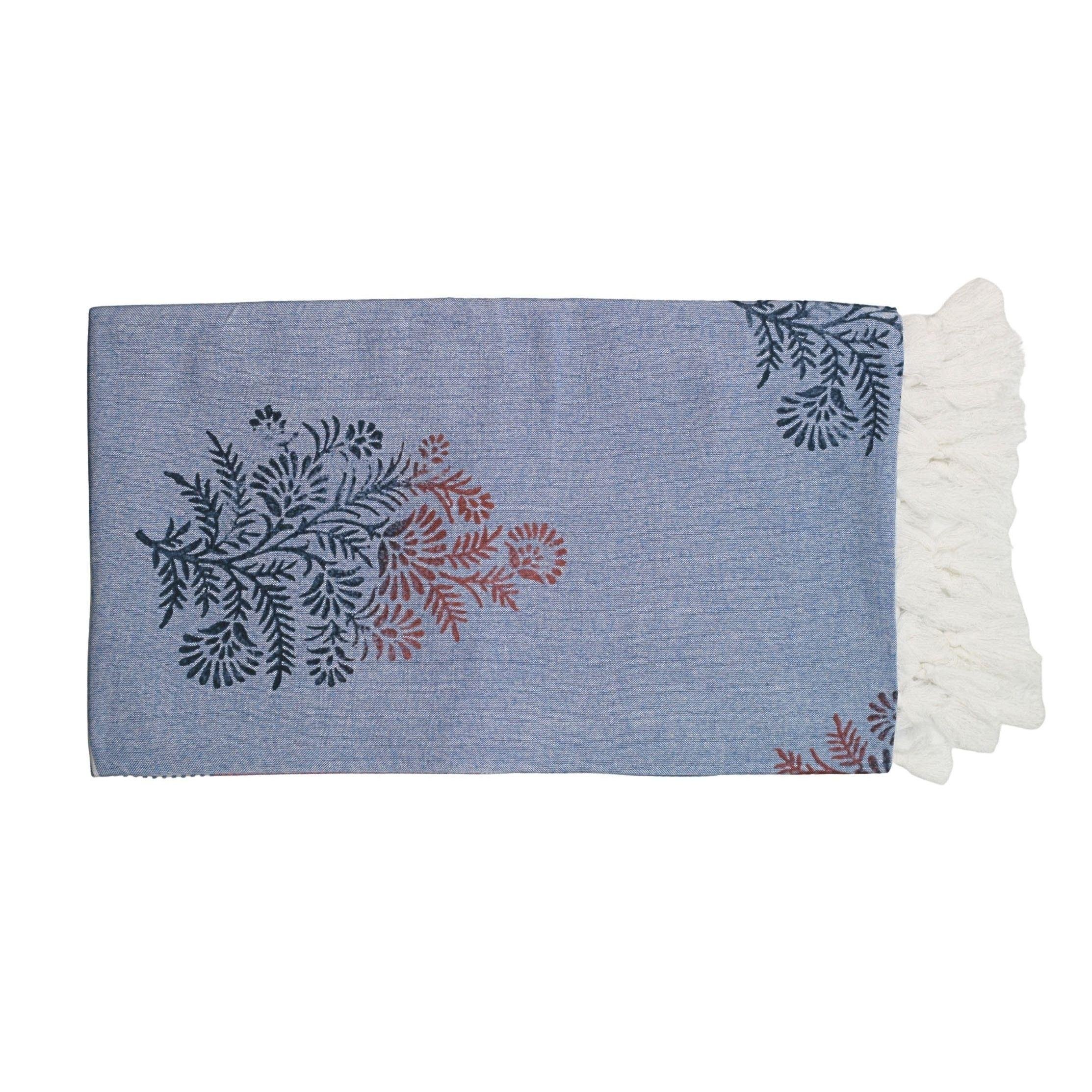 Çiçekli Mavi Peştemal