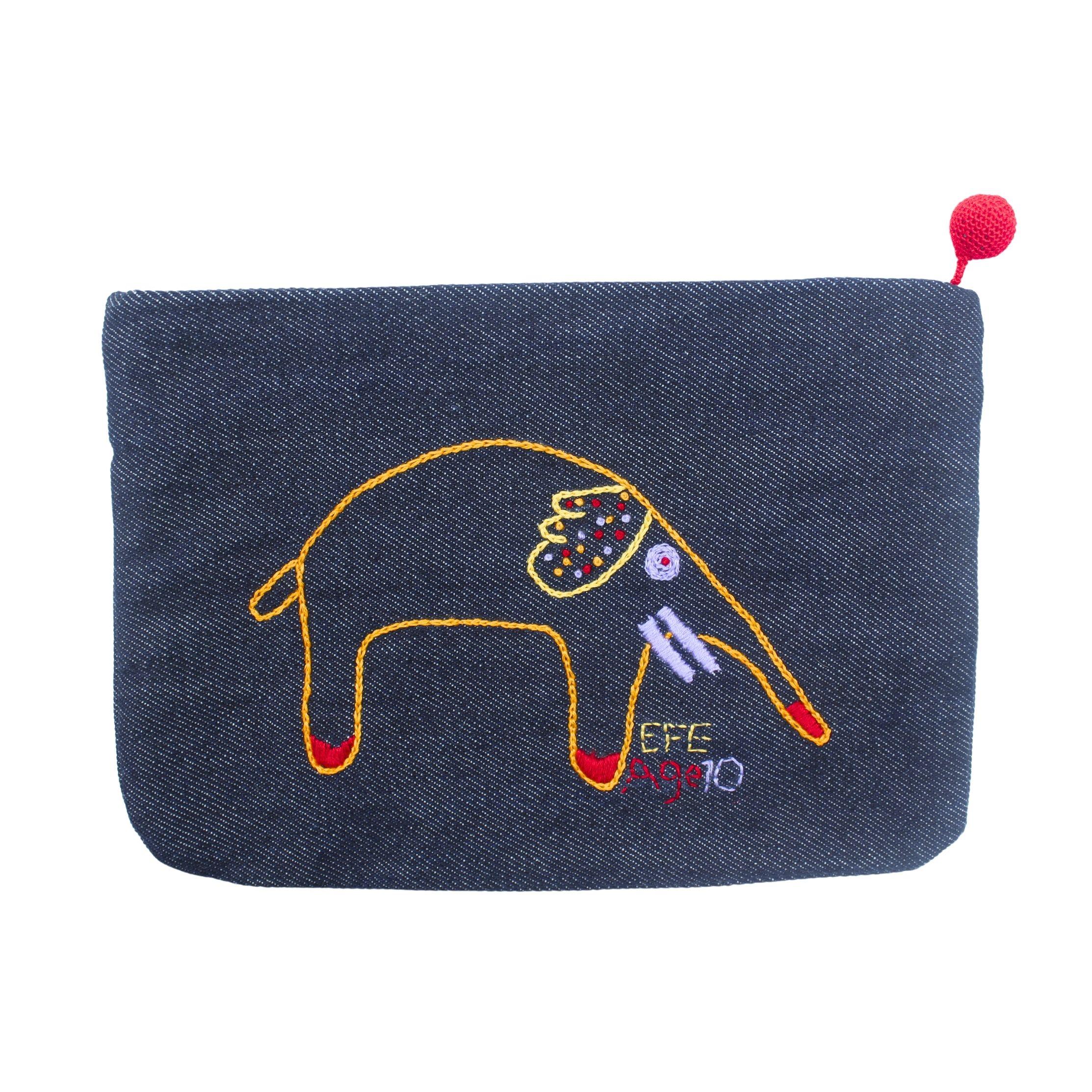 Fil İşlemeli Kot Cüzdan