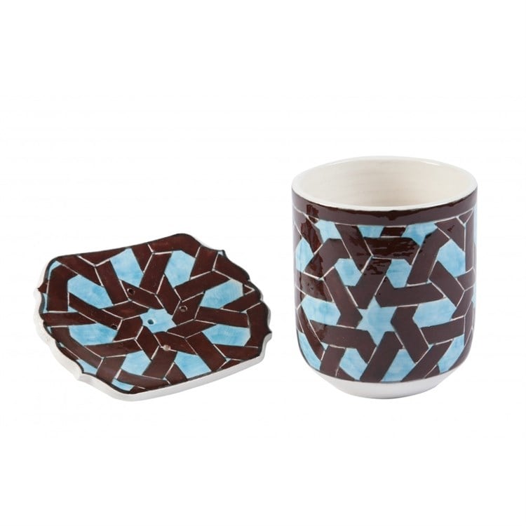 Kahve Turkuaz Seramik Banyo Set