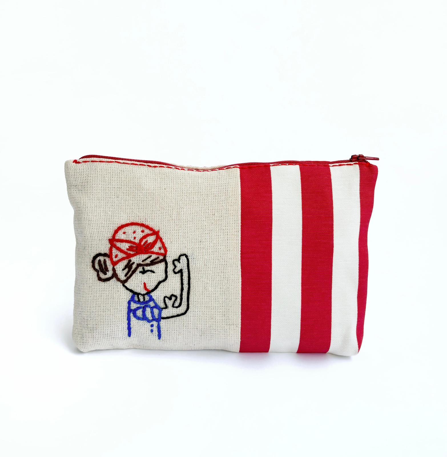 Kırmızı Kadın Gücü Makyaj Çantası