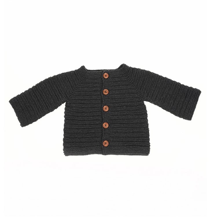 Koyu Gri Örgü Bebek Ceketi