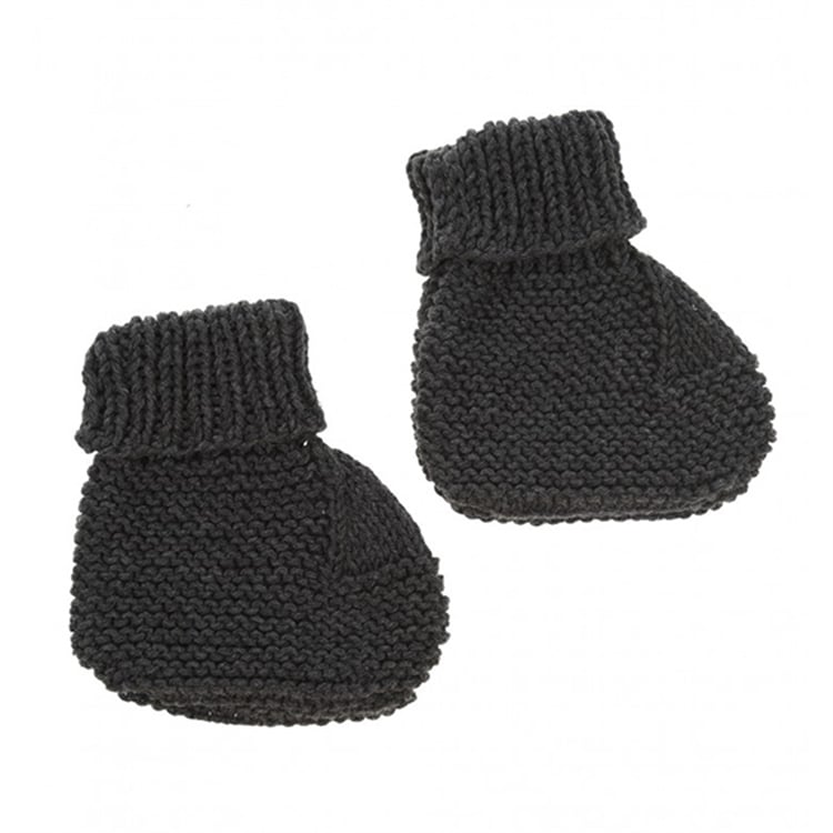 Koyu Gri Örgü Bebek Patiği