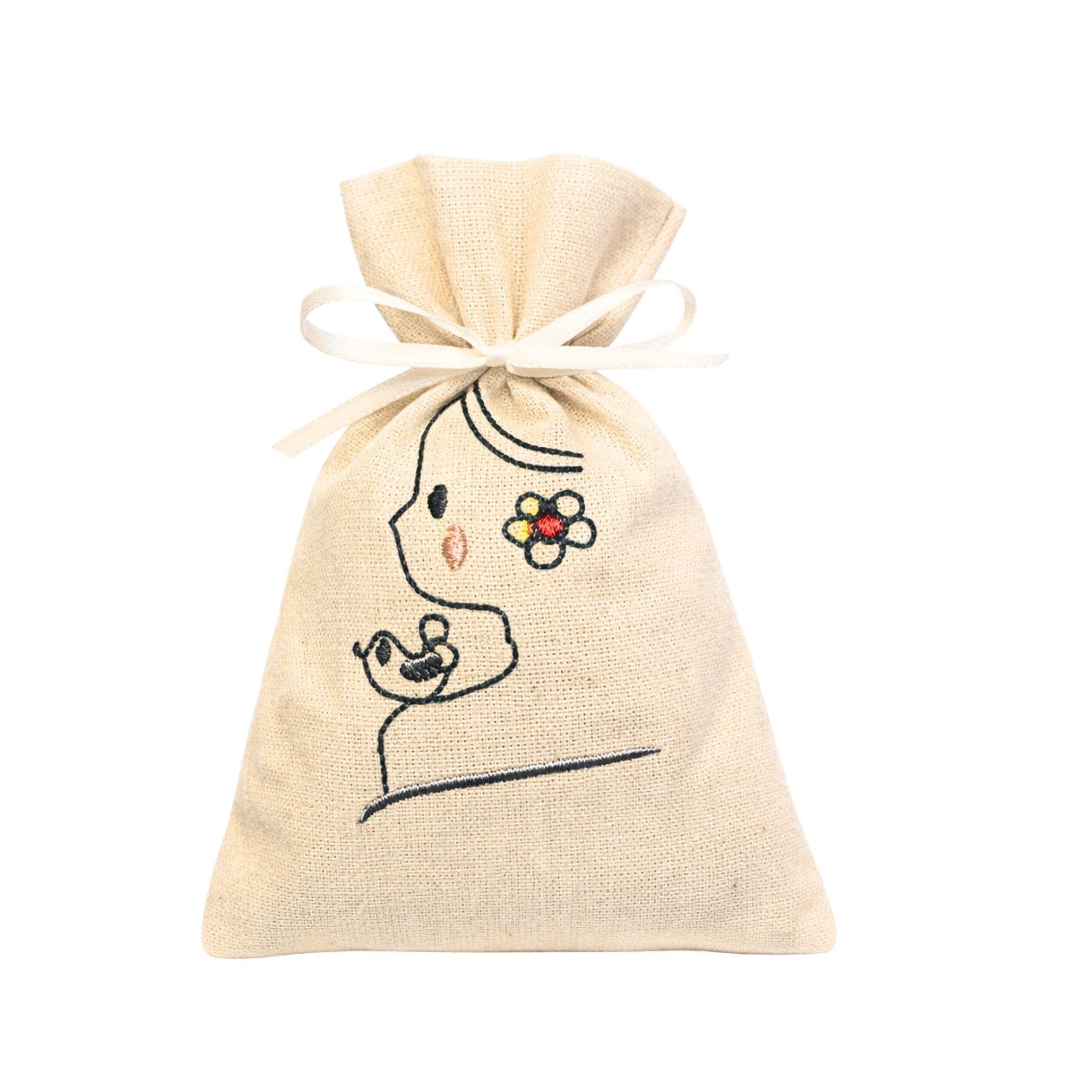 Kuşlu Kadın Desenli Lavanta Kesesi