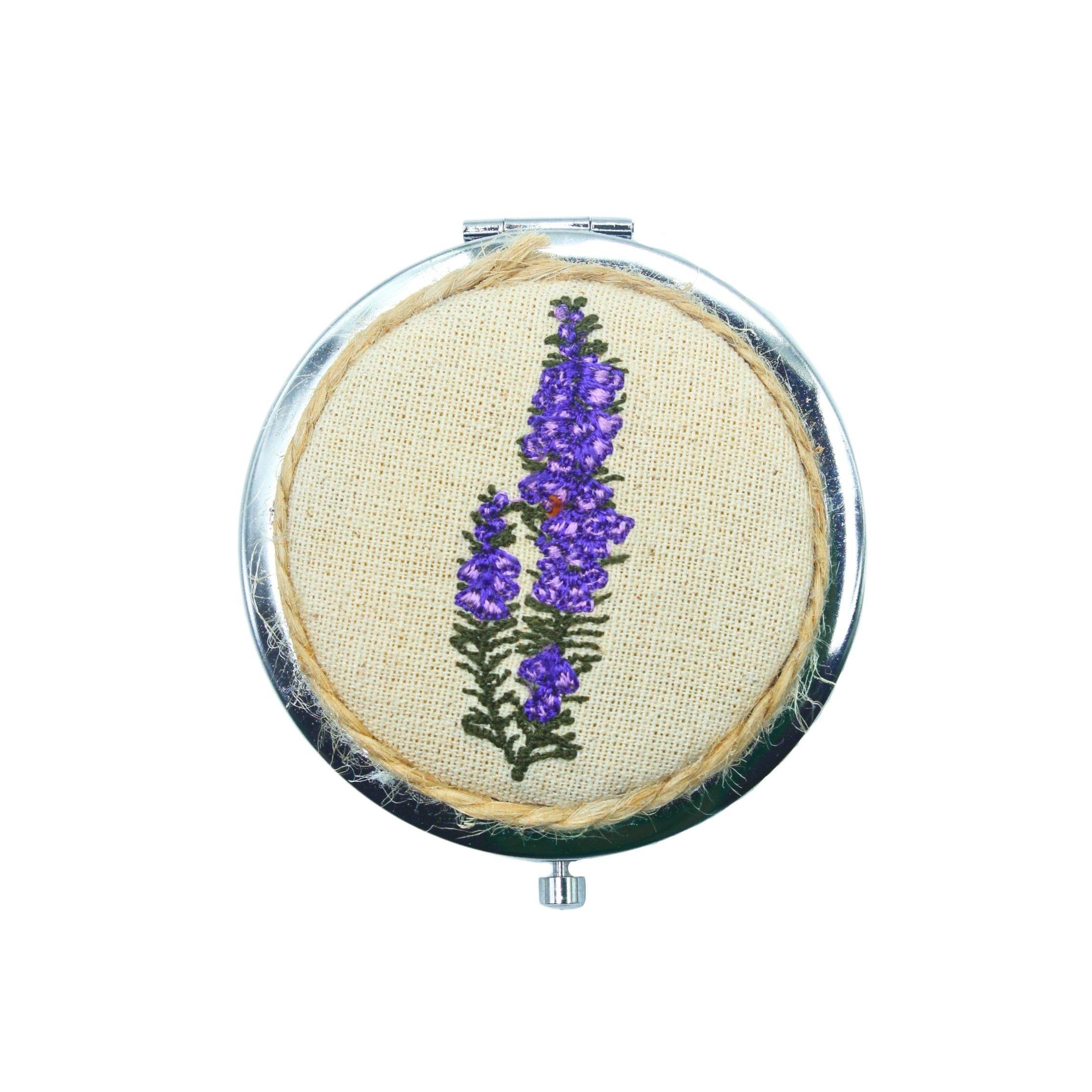 Lavanta Nakışlı El Aynası