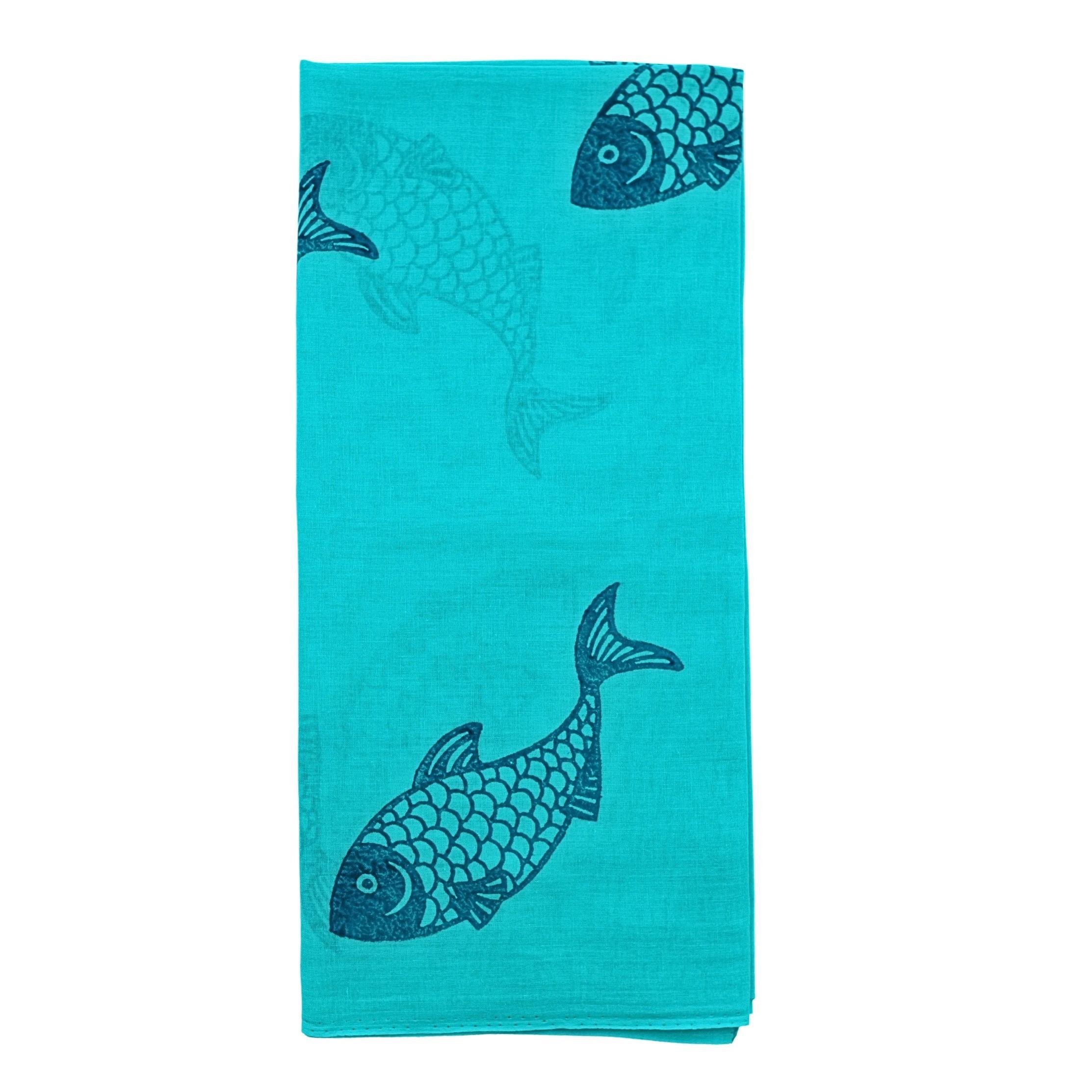 Mavi Balık Desenli Şal