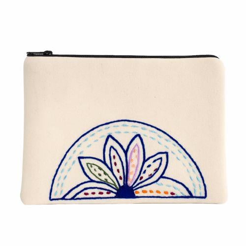 MAVİ MANDALA DESENLİ EL NAKIŞLI CÜZDAN (20 X14 cm)