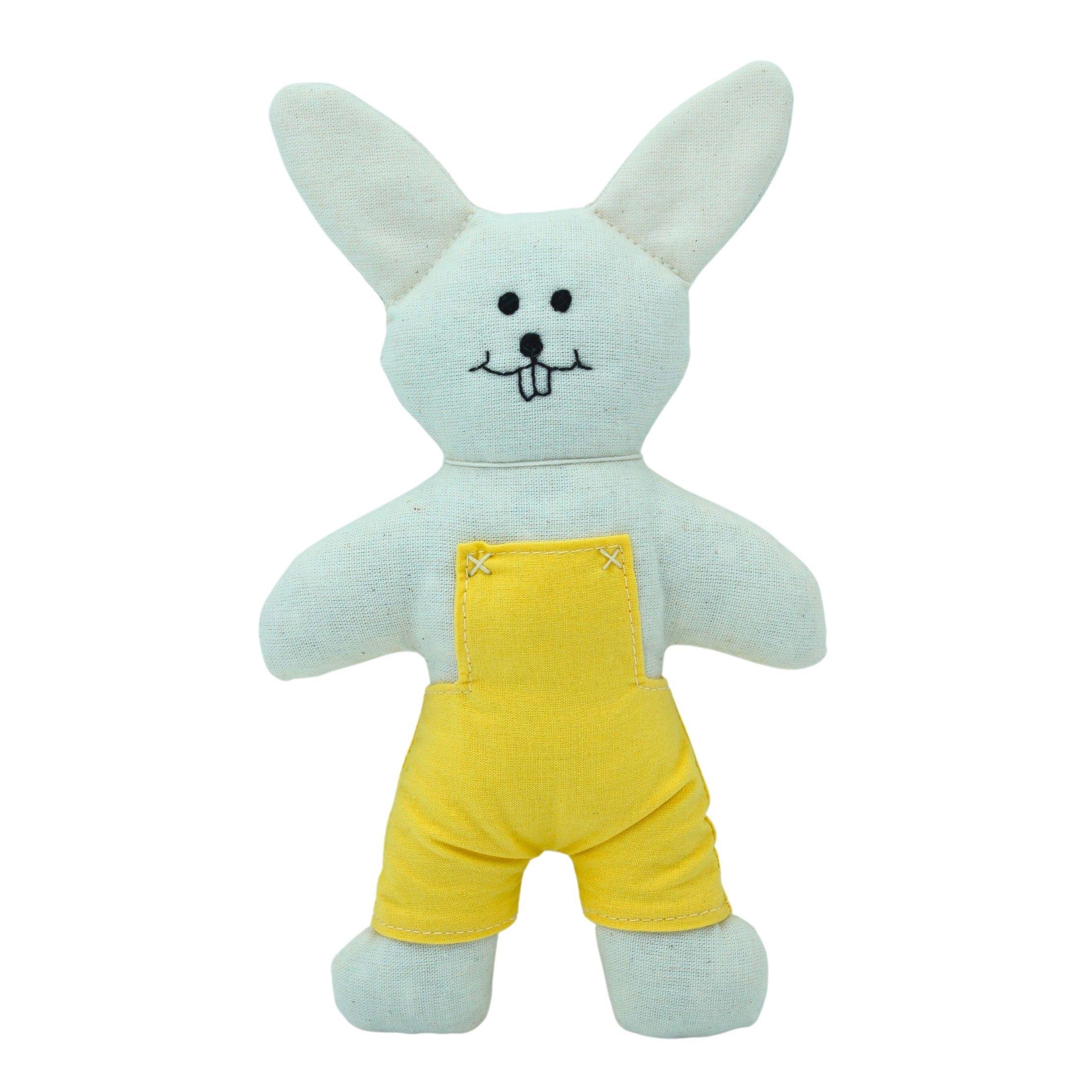 Sarı Tulumlu Çıngıraklı Tavşan Bez Oyuncak