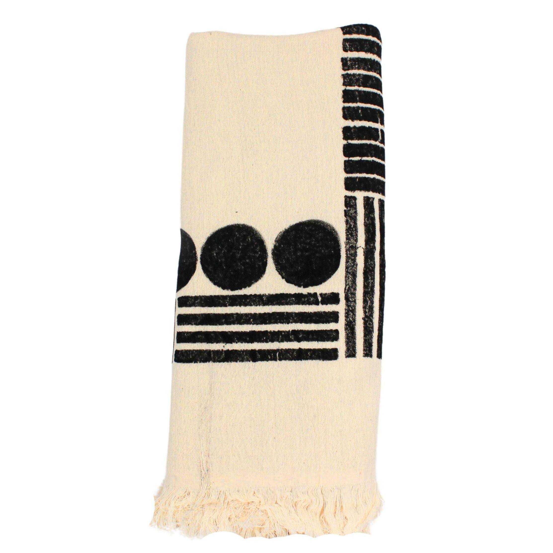 SİYAH ETNİK DESEN BÜRÜMCÜK DOKUMA PEŞTEMAL