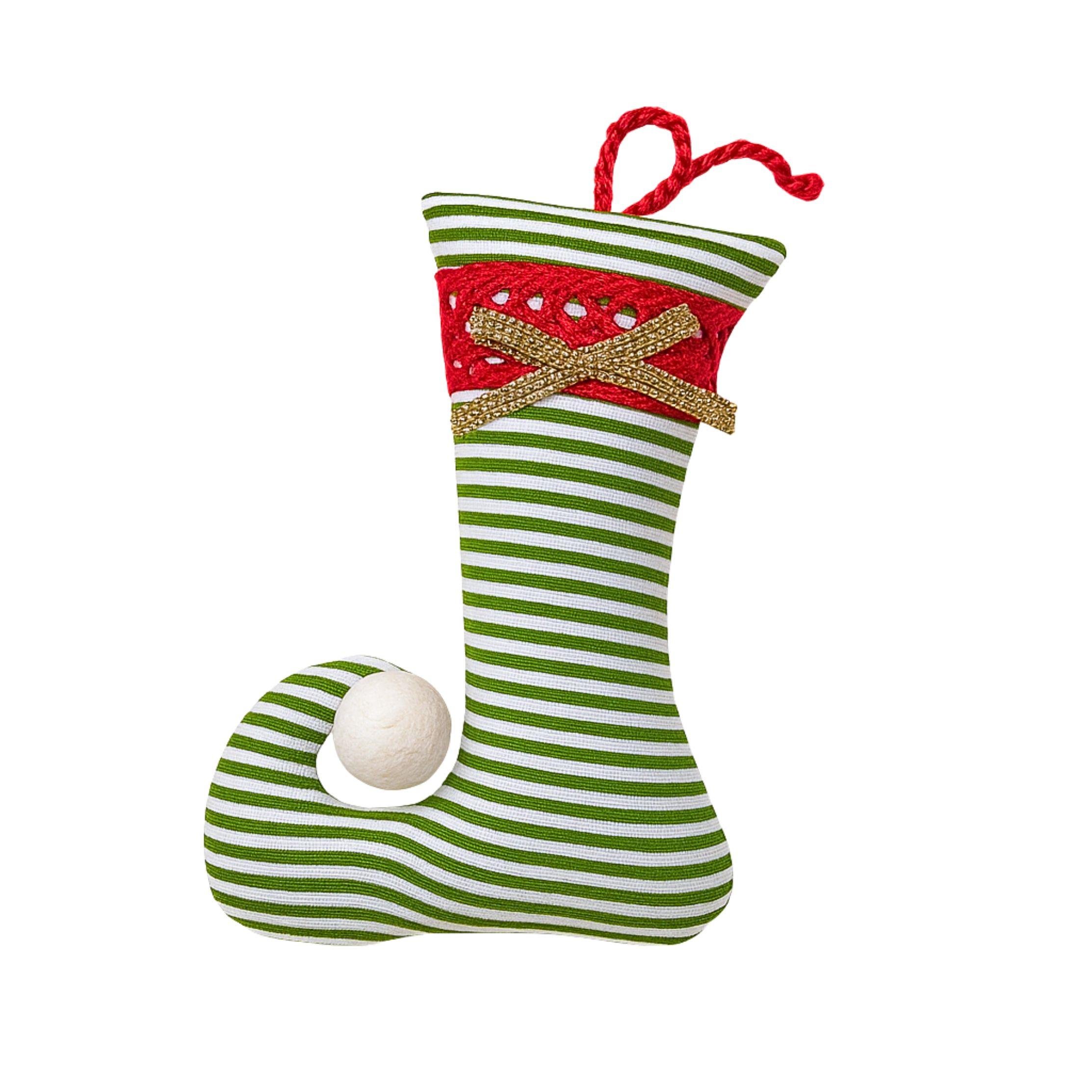 YEŞİL ÇİZGİLİ ÇORAP AĞAÇ SÜSÜ