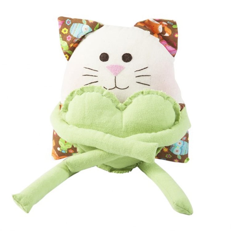 Yeşil Kedi Kalpli Bez Oyuncak