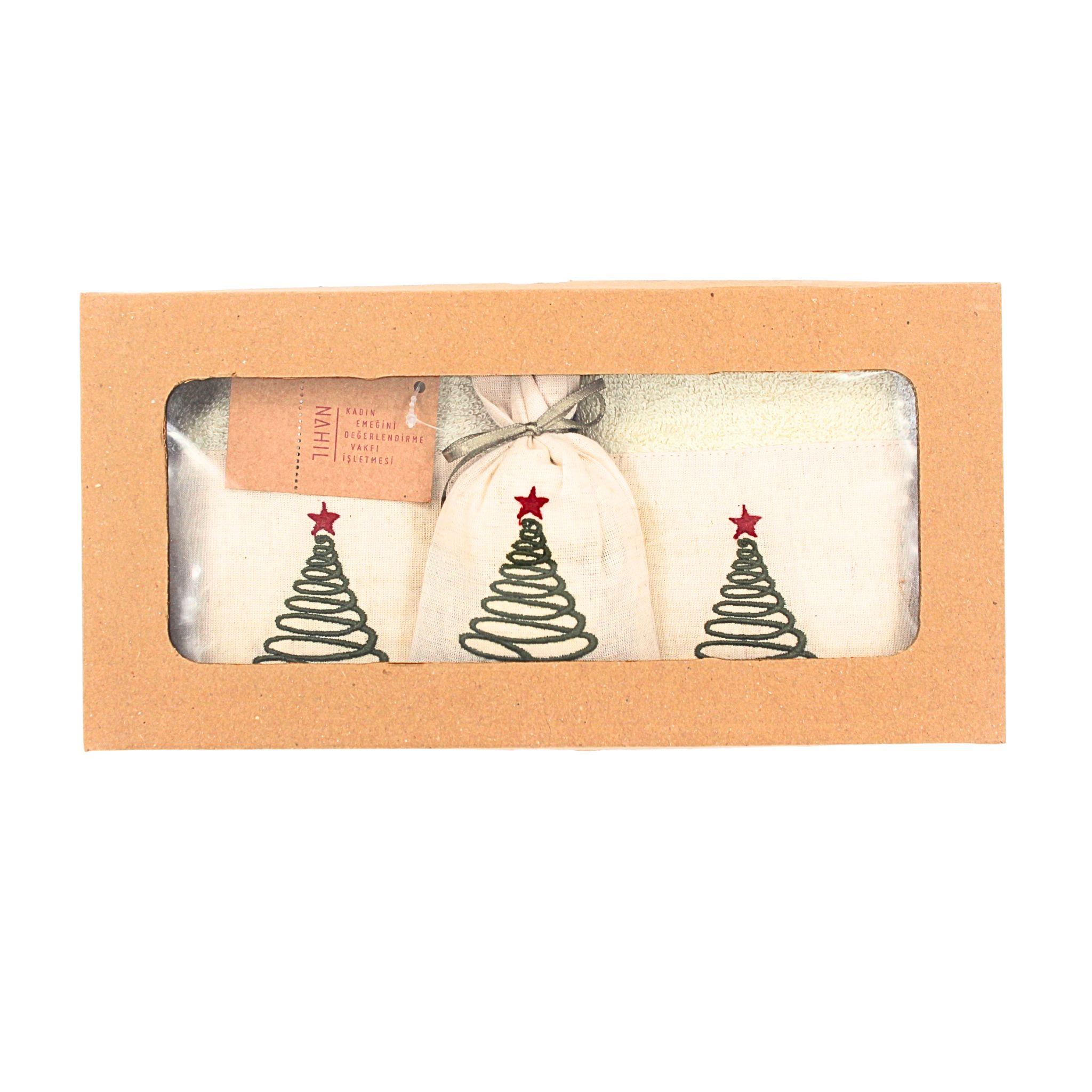 Yılbaşı Yıldız Nakışlı İkili Havlu Seti