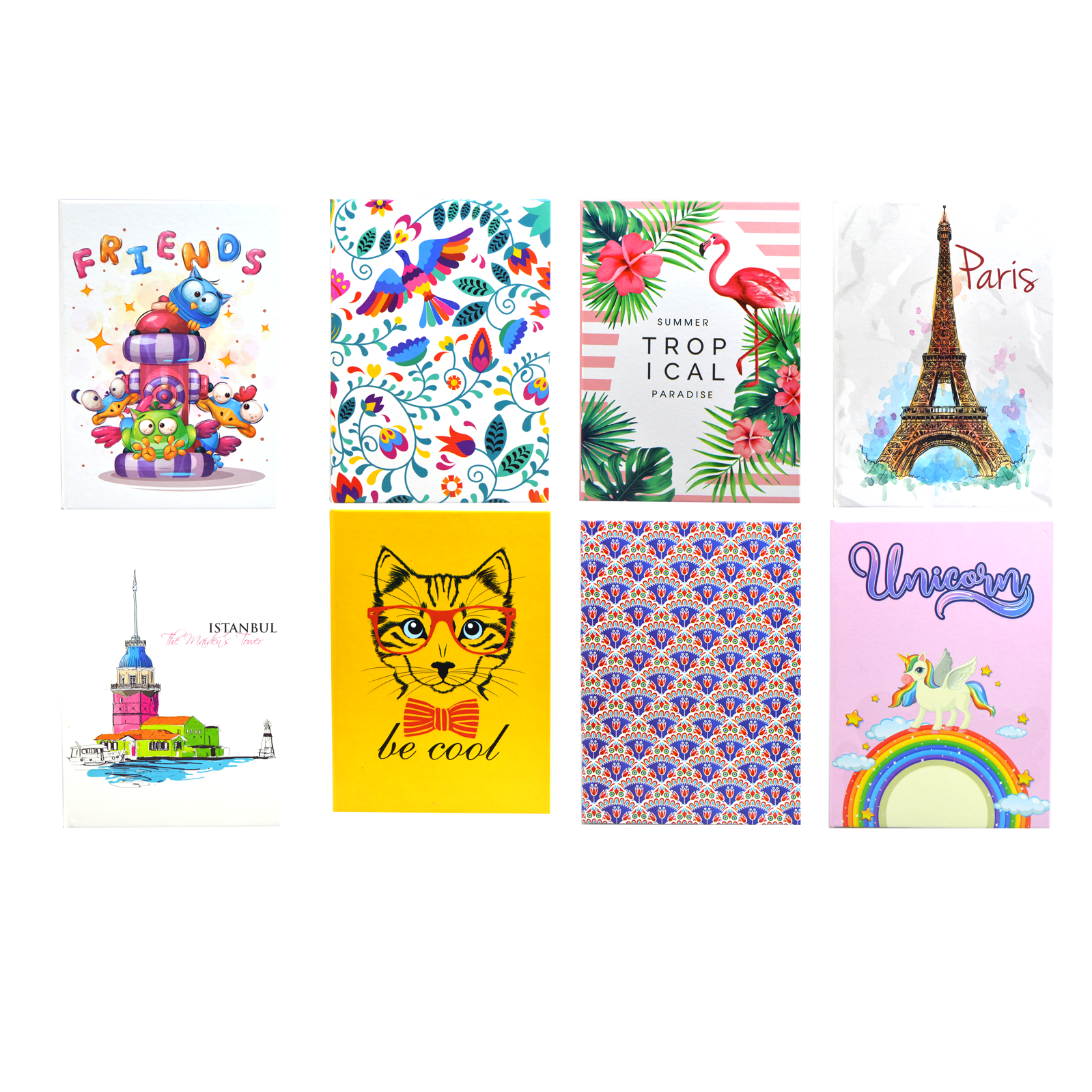  14X20 SERT DESENLİ KAPAK KARELİ DEFTER KARIŞIK DESEN
