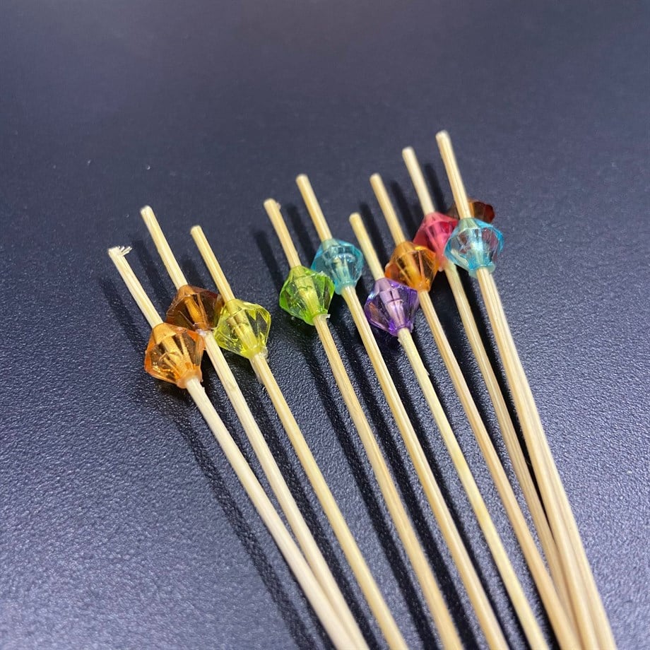  BAMBU KÜRDAN RENKLİ BONCUKLU 12 CM 10 ADET YY-03