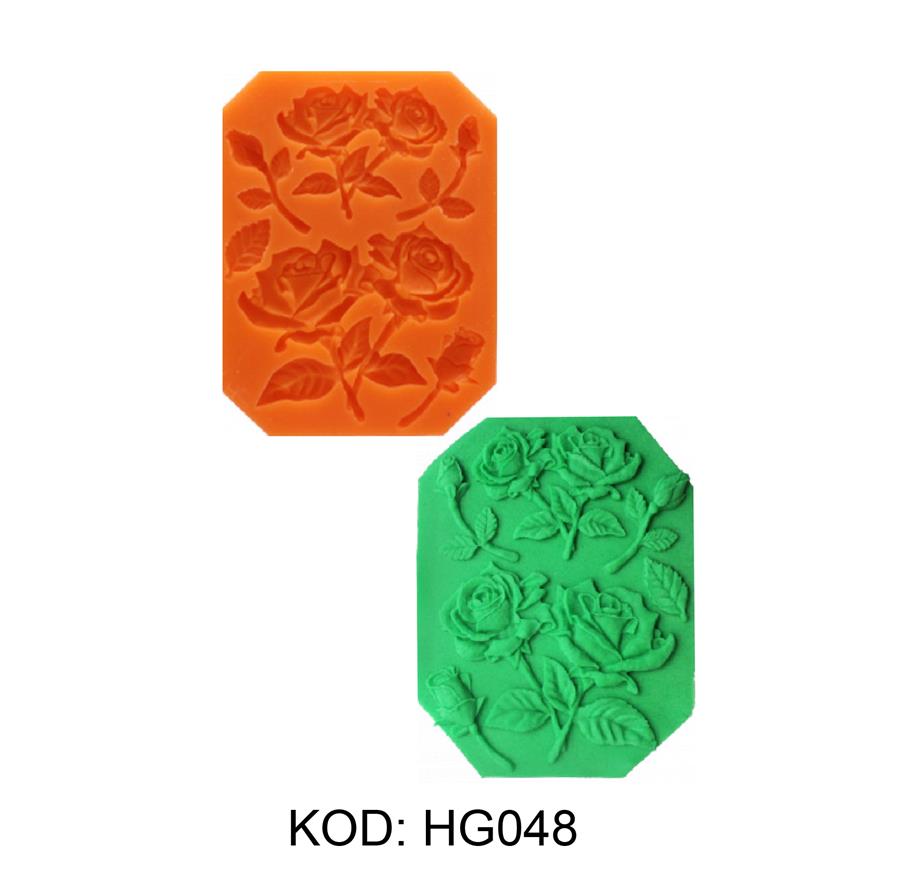  HG-048 YAPRAKLI GÜL SİLİKON KALIP 11.5 X 9cm