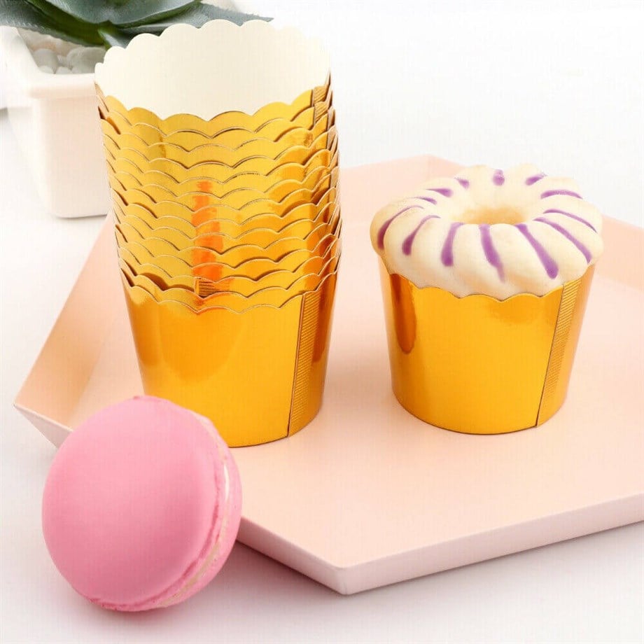  KAPSÜL 12 Lİ VARAKLI DÜZ GOLD MUFFIN