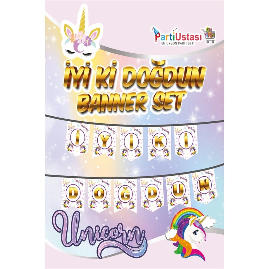  UZAYAN YAZI BANNER UNICORN