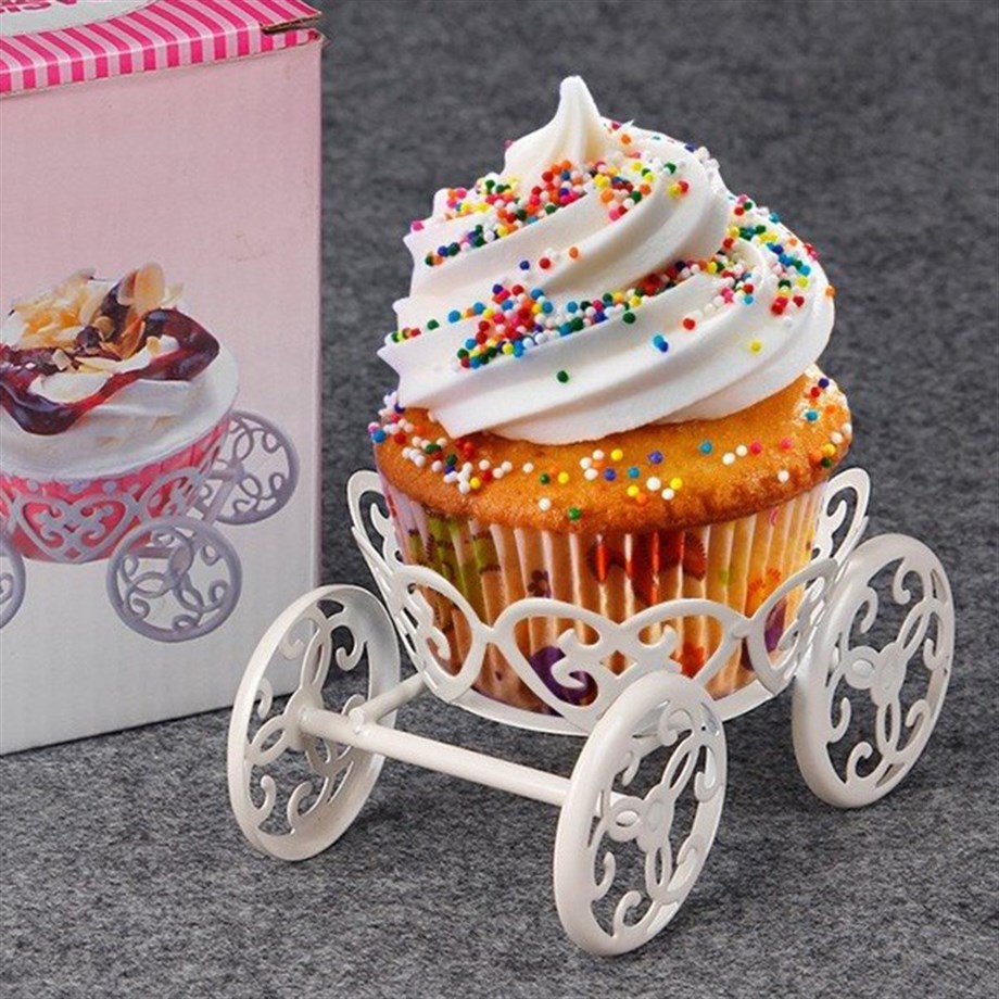  YZ1814 TEKLİ METAL ARABA CUPCAKE STAND BEYAZ