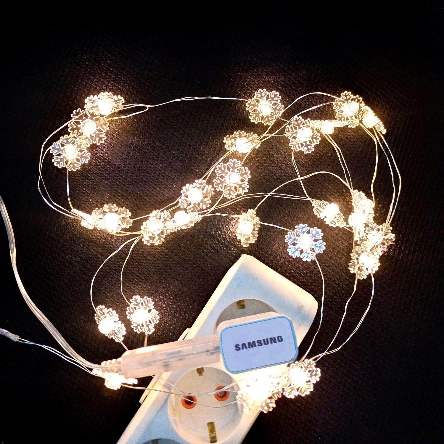 USB GİRİŞLİ KAR TANESİ FİGÜRLÜ LED IŞIK 28 IŞIK