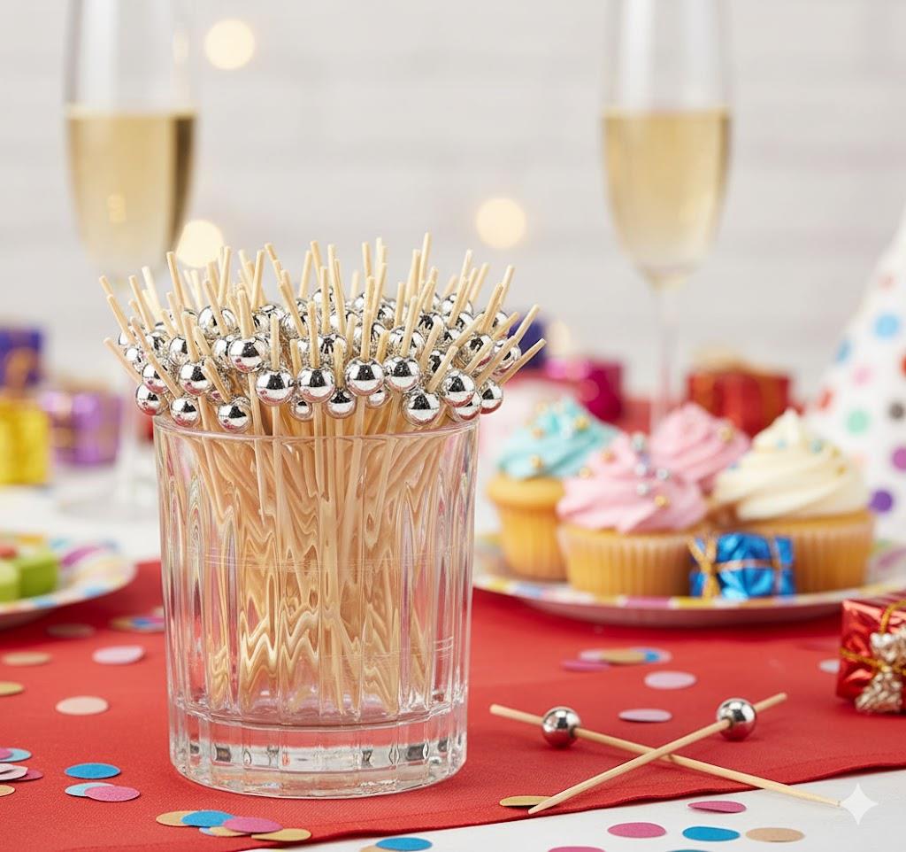 ERT-BMB-103 BAMBU GÜMÜŞ BONCUKLU KÜRDAN 12 ADET