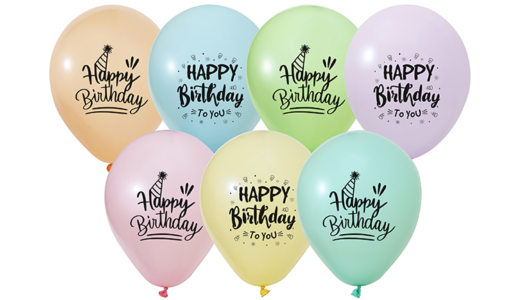 BALON HAPPY BIRTHDAY BASKILI MAKARON 10 ADET BALONEVİ
