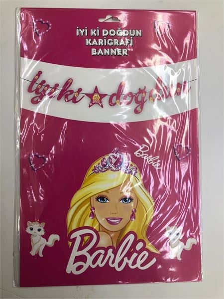 KARTON İYİ Kİ DOĞDUN KALİGRAFİ BANNER BARBIE 150 X 30 CM